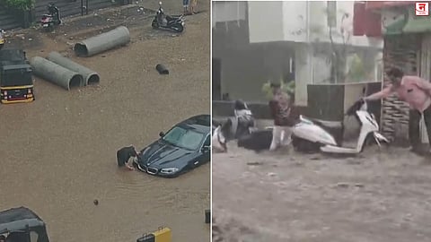 पुण्यात अवकाळी पावसाचा कहर! रस्ते जलमय, वाहनं अडकली; Video व्हायरल