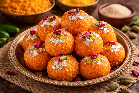 Akshaya Tritiya 2026 : सणासुदीला खास; घरीच बनवा बाजारासारखे मोतीचूर लाडू, ट्राय करा सोपी रेसिपी