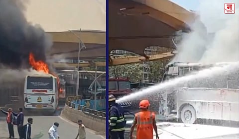 ठाण्याच्या सॅटीस पुलावर शिवशाही बसला आग; १४ प्रवासी सुखरूप