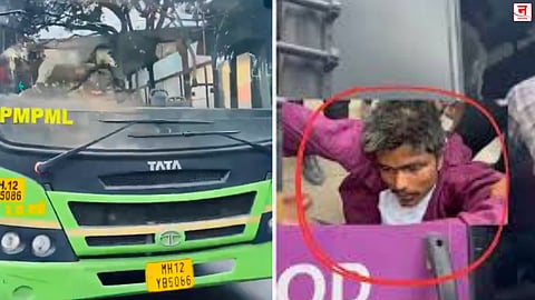 मद्यधुंद तरुणाने पुण्यात पीएमपीएलची बस चालवली; VIDEO