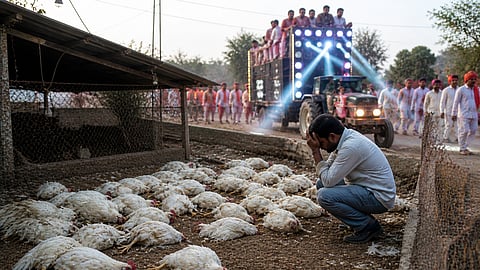 वरातीमधील डीजेच्या कर्कश आवाजामुळे १४० कोंबड्या मृत्युमुखी; कुक्कुटपालन व्यावसायिकाची पोलिसांकडे तक्रार दाखल