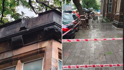 हेरिटेज इमारतींच्या सुरक्षेचा प्रश्न पुन्हा ऐरणीवर; मुसळधार पावसामुळे मुंबई विद्यापीठाच्या इमारतीचा दगड कोसळला