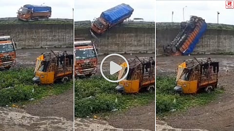 Nashik : भरधाव ट्रक फ्लायओव्हरवरून थेट ५० फूट खाली कोसळला; सिन्नरमधील भीषण अपघाताचा VIDEO व्हायरल