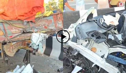 VIDEO : अंधारात वळणावर उभ्या असलेल्या ट्रकला भरधाव कारची धडक; इंजिनिअरिंगच्या ८ विद्यार्थ्यांचा मृत्यू, दरवाजे कापून काढले मृतदेह