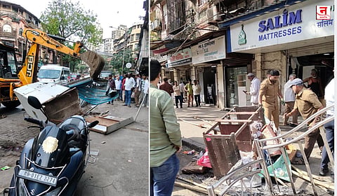 Mumbai : भुलेश्वर, गिरगावात बुलडोझर; एसव्हीपी रोडवरील फुटपाथ अतिक्रमणांवर हातोडा, तीन मोठ्या लॉरी भरून साहित्य हटवले