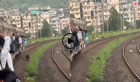 Thane : लोकलमधून महिला प्रवासी खाली पडली; दिवा-मुंब्रा वळणावरील Video व्हायरल