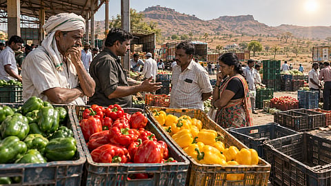 Nashik : ढोबळी मिरची खातेय भाव! प्रति क्विंटलला पाच हजारांचा दर