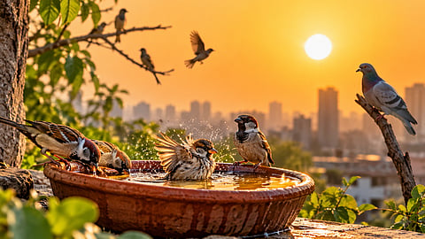 वाढत्या उष्म्याने ठाणे तापले; पाखरांची तहान वाढली, ३६-३७ अंशांचा पारा, मध्यरात्रीही ३०-३१ अंशांची धग