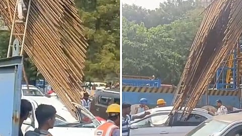 Thane : पुलाचा लोखंडी सांगाडा कारवर कोसळला; कंत्राटदाराला दोन कोटींचा दंड
