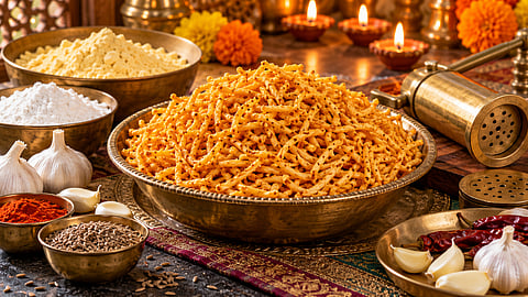Diwali 2026 : दिवाळीच्या फराळात झणझणीत ट्विस्ट; घरच्या घरी बनवा कुरकुरीत लसूण शेव