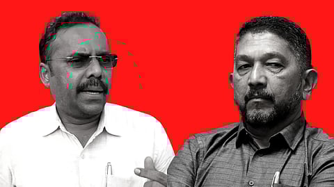 Vasco MLA Carlos Almeida (L) and Mormugao MLA and urban development minister Milind Naik (R)