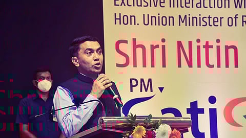 Chief Minister Pramod Sawant speaking at an interaction programme in Goa on October 13