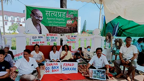 Civil society members have been holding ‘hunger strike’ opposing the construction at Old Goa