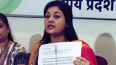 Congress Leader Alka Lamba speaking at a press conference in Goa on Sunday, November 7, 2021