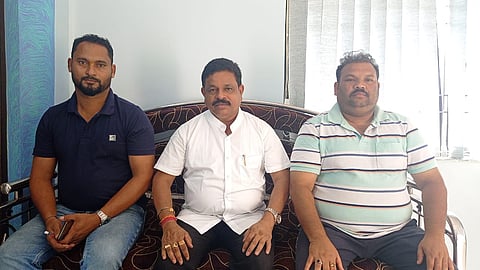 Mandrem MLA Dayanand Sopte along with BJP Mandal President Madhusudhan Parab and General Secretary Santosh Korkhankar at press conference