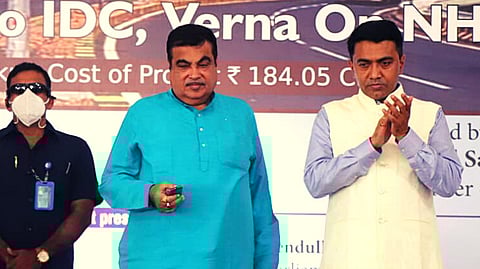 Nitin Gadkari inaugurates 4 Lane Section from Loutolim Village to IDC Verna on NH-566", forming a link from North to South Goa on Mondat, November 1, 2021