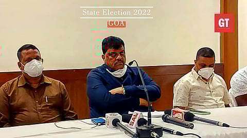 Nationalist Congress Party's (NCP) Benaulim MLA Churchill Alemao addressing a press Conference