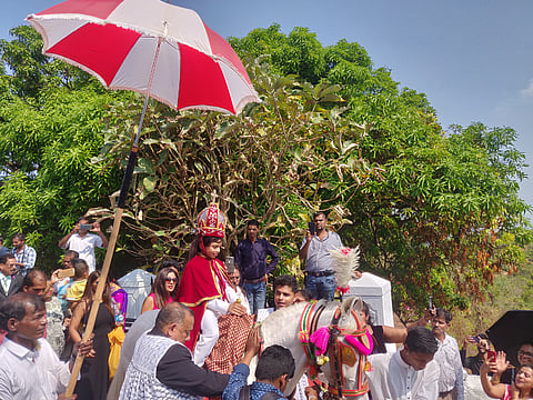 At the feast of the Three Kings in Cansaulim, three children on horseback represent the Magi who visited the Baby Jesus