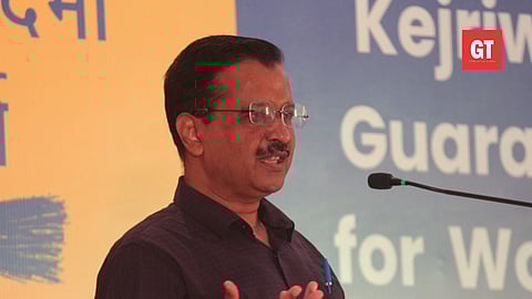 Arvind Kejriwal speaking at an event in Navelim, Goa.