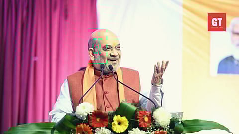Amit Shah addressinga gathering 