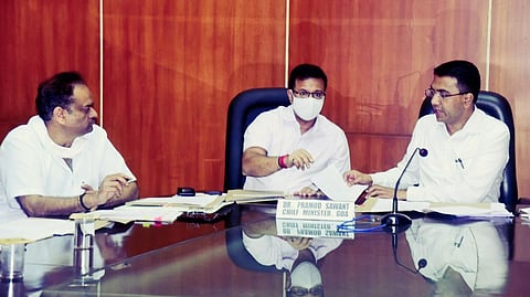 Health Minister Vishwajit Rane aling with Chief Minister Pramod Sawant attended the task force committee meeting to discuss our plan of action to curb the surge in Covid-19 cases in the state of Goa on Monday