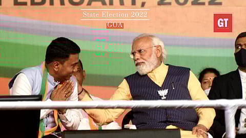 PM Modi with Goa Chief Minister Pramod Sawant in Mapusa