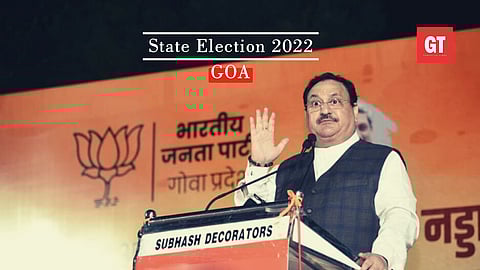BJP National President J.P Nadda addressing at a public meeting in Navelim