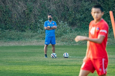 Head Coach Derrick Pereira in FC Goa training session.