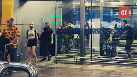 Tourists from Russia arrive at the Dabolim Airport 