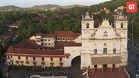 An aerial view of the Holy Spirit Church, Margao
