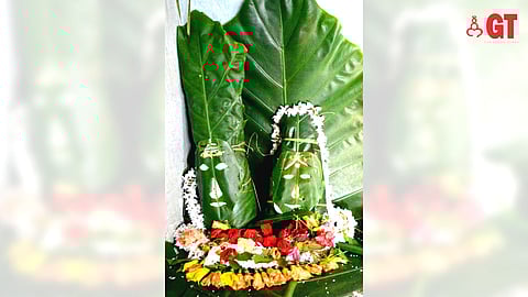The worship rituals of Shiva and Parvati involve decorating with alocasia leaves