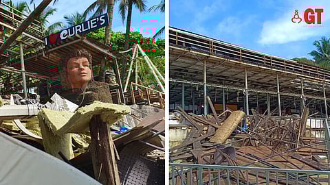 The demolition of illegal structures of Curlies Beach Shack, Anjuna, started on Friday