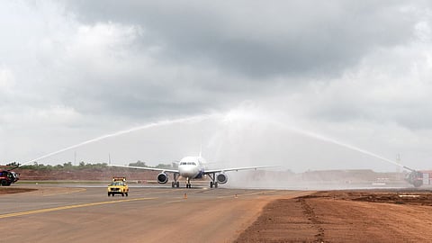 The Indigo Airbus A-320 aircraft which landed at Mopa and later took off.