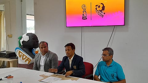 Executive Director of Sports Authority of Goa, Ajay Gaude, addressing the media.