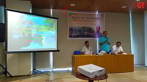 Goan environmentalist Rajendra P Kerkar addressing the gathering over Mhadei water diversion dispute issue.