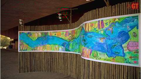 The community art project is 80.6 m long and will be on display at the Art Gallery, Goa State Central Library, Panjim