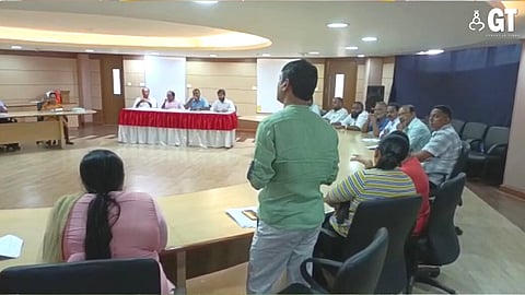Mormugao municipal councillors discussing Mhadei water diversion issue in a special meeting.