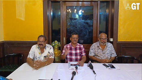 Ex-chairperson of Margao Savio Coutinho, councillor Ghaneshyam Shirodkar addressing press conference.