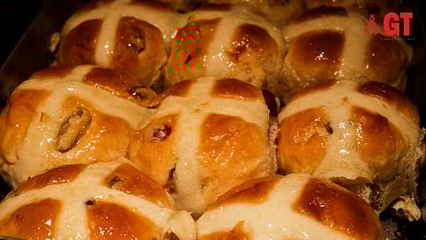 Hot cross buns straight out of the oven!