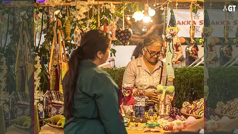 Sonia Rodrigues Sabharwal selling her puppets at a pop-up market recently
