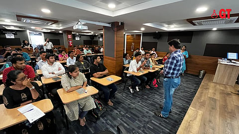 Adv Shailesh Kulkarni guiding the civil service aspirants at Model Career Centre training hall.