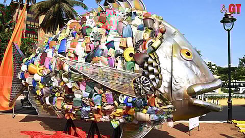 The art installation, 'Plastic Palu', at Miramar Circle in Panjim.