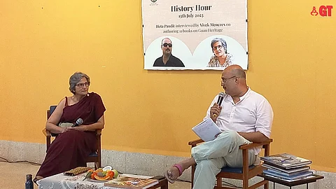 Author, Heta Pandit (left) and writer and photographer, Vivek Menezes (right) during ‘History Hour’ held recently at XCHR (Xavier Centre of Historical Research), Porvorim