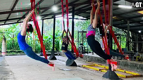 Aerial yoga is an increasingly popular form of fitness which has several health benefits