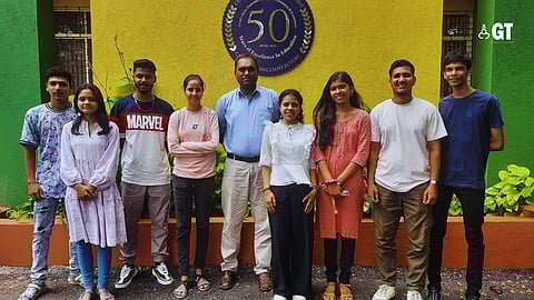 Students of Shree Damodar College of Commerce & Economics, Margao, along with Assistant Professor Sandesh Gaundalkar.