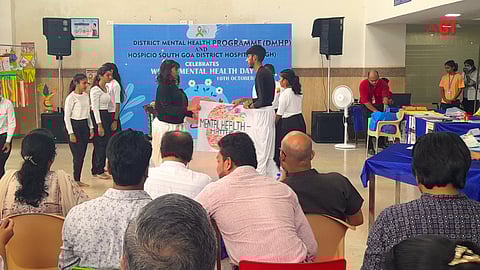 Psychology students share their message during Mental Health Day celebration at Hospicio Hospital, Margao.