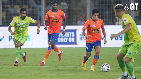 Players of FC Goa and Kerala Blasters in action during the Indian Super League match.