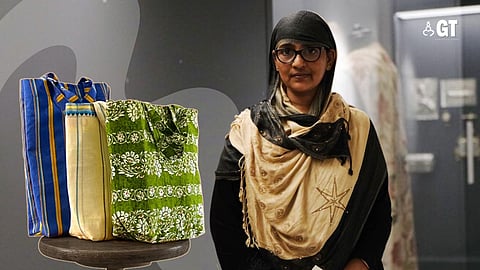 Munzeera Shaikh transforms pet food bags into unique shopping bags.