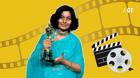 Bhanu Athaiya with the award for best costume design for the film ‘Gandhi’.