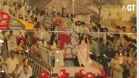 Goa's first king Momo Timoteo Fernandes on his float back in 1967.